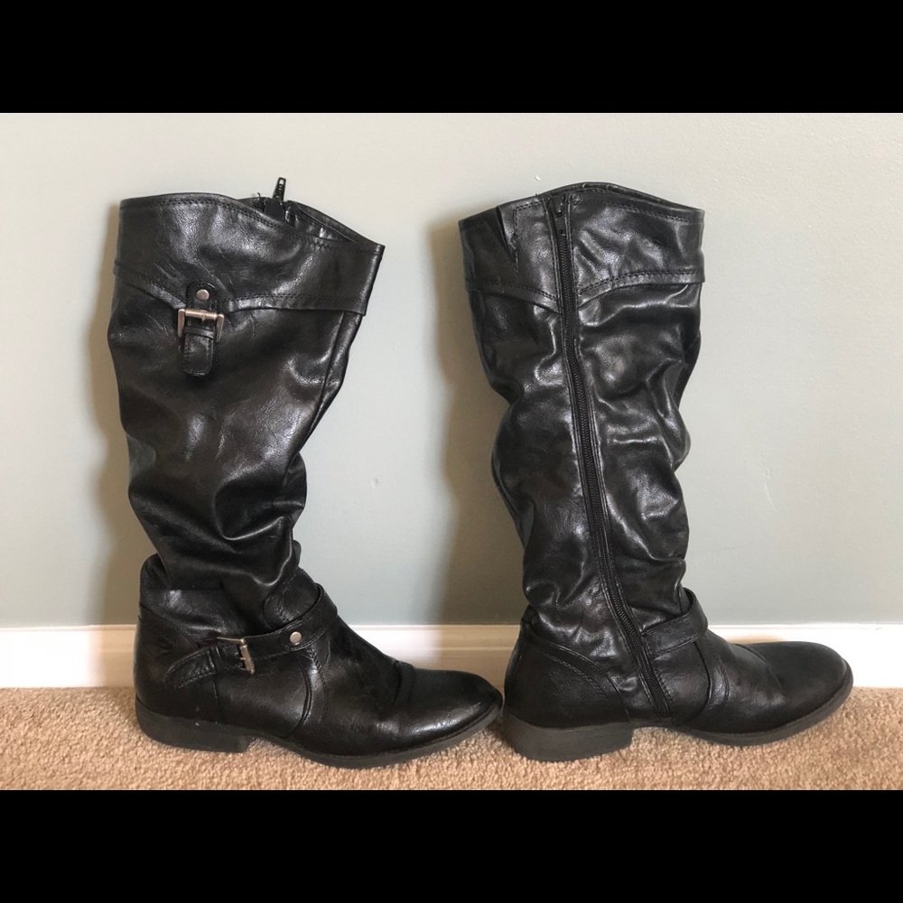 Mid calf black boots